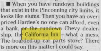 California Inn - Nov 27 2002 Article (newer photo)